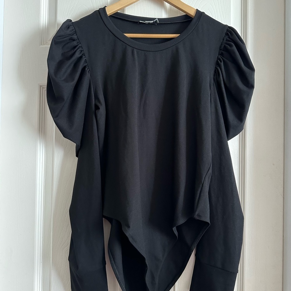 Extro&Vert Black Puff Long Sleeve Bodysuit Size 16 — image 7 of 8